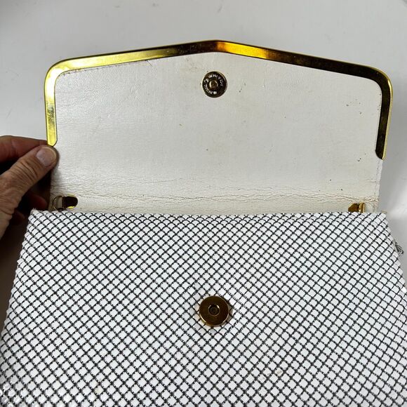 Vintage White Mesh Clutch or Chain Strap Shoulder Bag - Picture 2 of 14